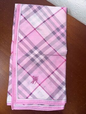 Vintage Burberry cotton handkerchief, neckerchief, soft, pastel interpretation.